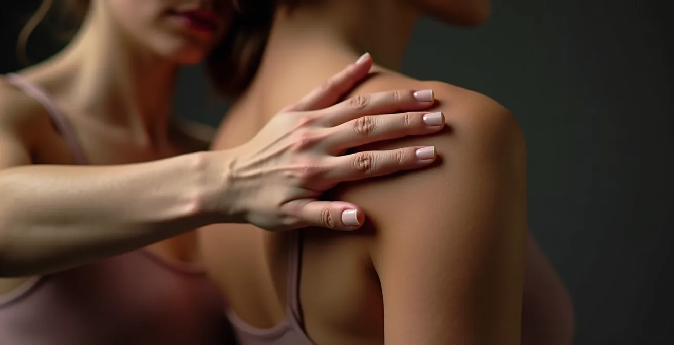 Détail rapproché des mains entrelacées de danseurs Blues montrant la subtilité du toucher