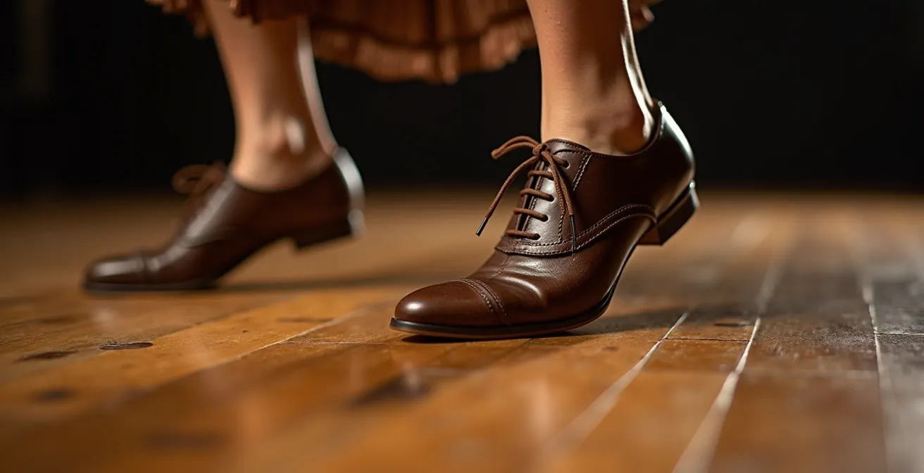 Démonstration technique des pas fondamentaux du jazz roots avec focus sur le mouvement des pieds